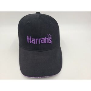 Women Harrahs Tunica Casino & Hotel Strapback Adjustable Hat Cap Black Purple